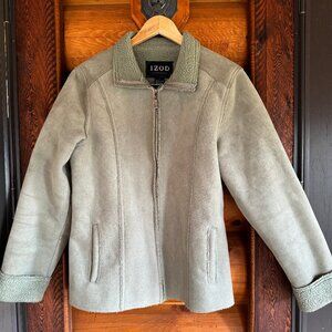 Suede & Sherpa Sage Green Vintage Fall Jacket from IZOD size L